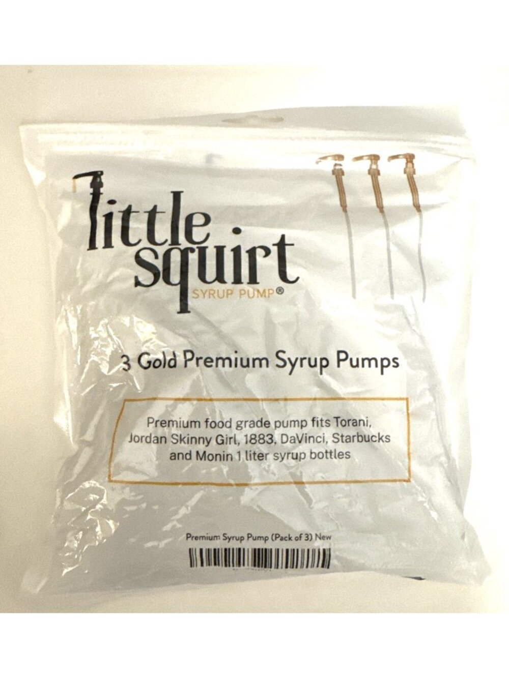 3 Gold Premium Torani Syrup Pumps for Syrup Bottle by Little Squirt